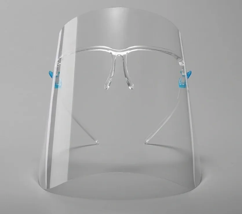 Hot Sale Clear Transparent Anti Fume Splash Fog Reusable Safety Kitchen Plastic Protective Face Shield with Glasses Frame