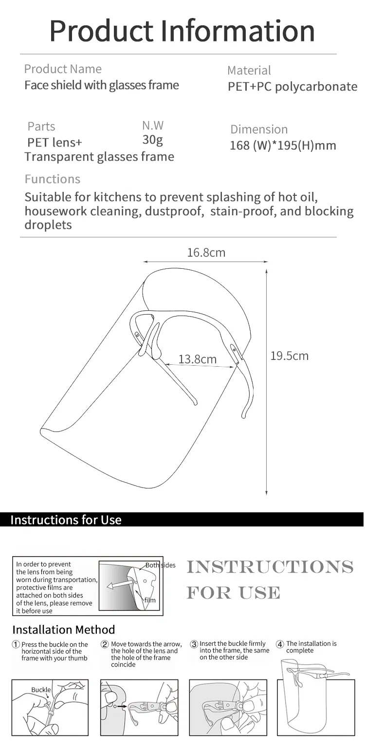 Hot Sale Reusable Headband Removable Protective Hat Adjustable Double Transparent Plastic Face Shield