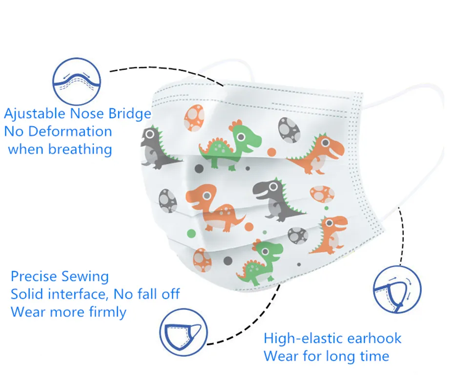 Hot Selling Hello Kitty 3 Ply Disposable Non-Woven Protective Children Kids Face Masks Child Safety Use