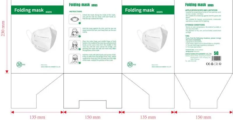 Kn 95 Civil Care Folded Face Mask N95 FFP1 FFP2 Mouth Muffle Pm2.5