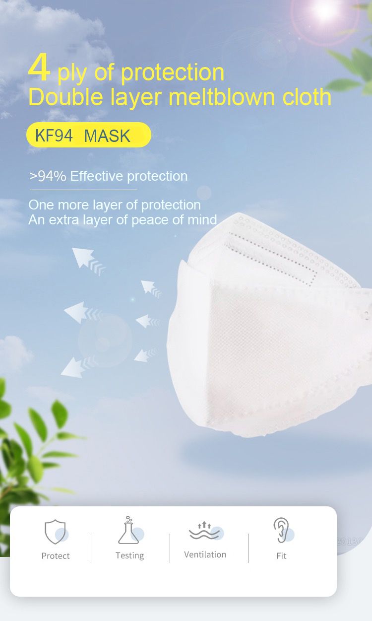 Korean Style Kf94 Disposable 3D Adult Mask Capelin Type Black and White Anti-Dust Anti-Haze Four or Five Layers Customized