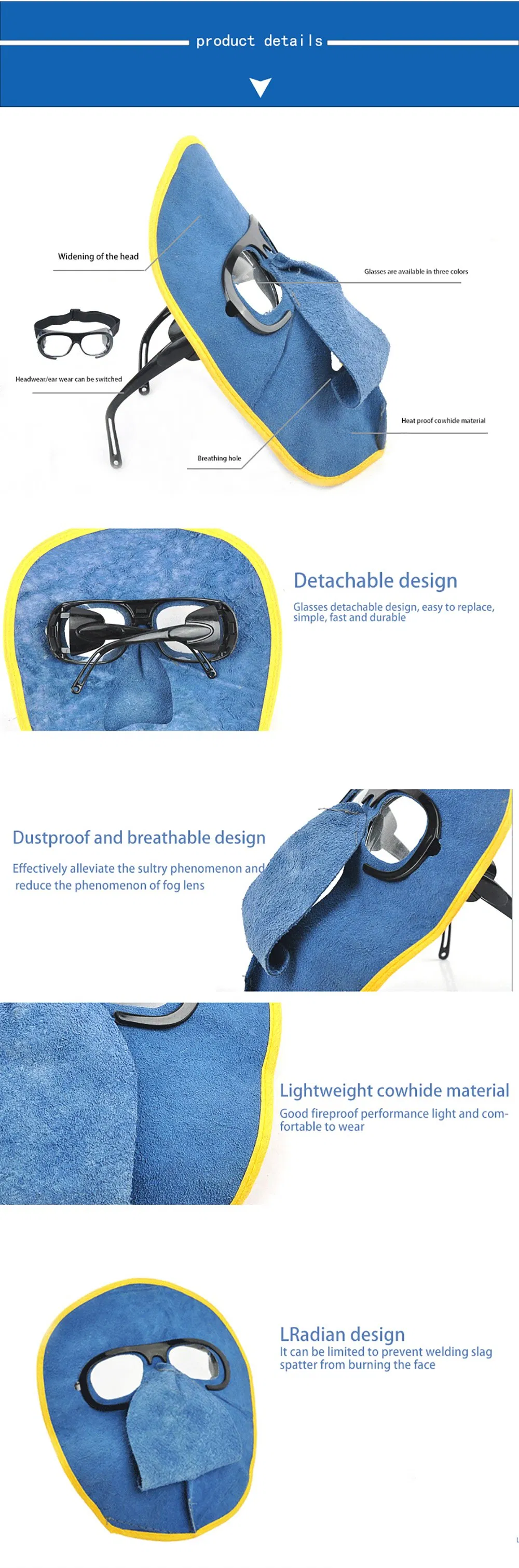 Leather Suede Full Face Safety Protection Mask Protects The Face