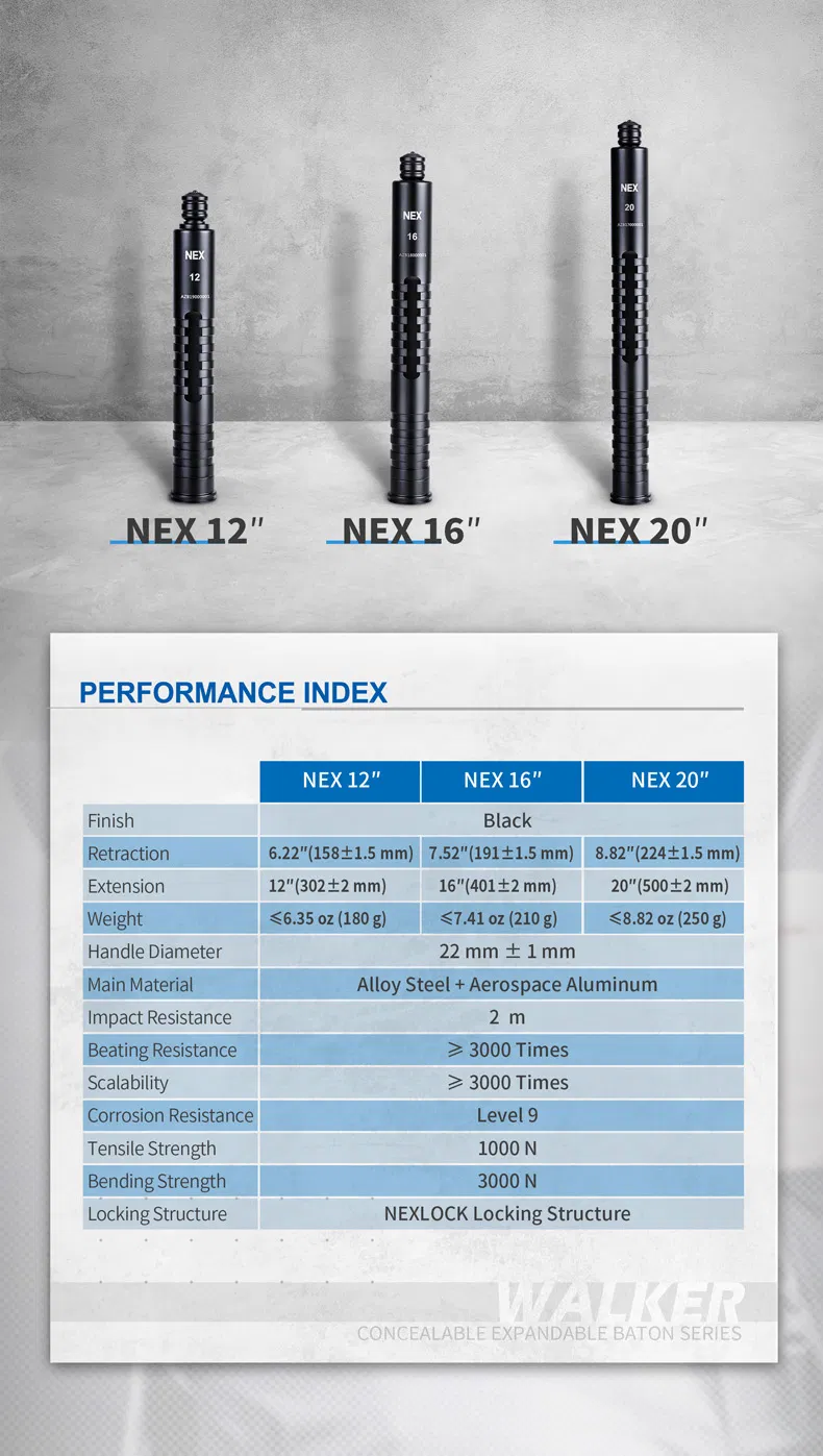 Nex Walker N16 Self Defence Baton Steel with Glass Breaker Tip EDC Baton