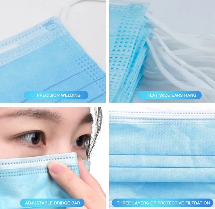 Non-Woven Disposable Melt-Blown Protective Face Mask, Earloop, Civil Use