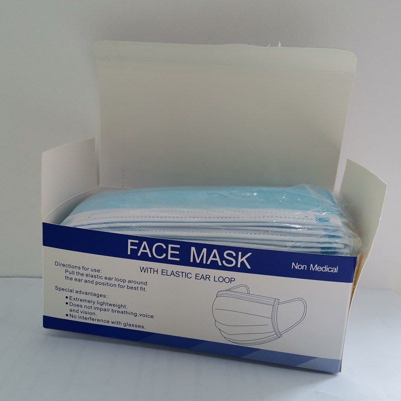 Non Woven Farbic 3ply Earloop / Tie on Face Mask in Blue Bfe More Than 95%