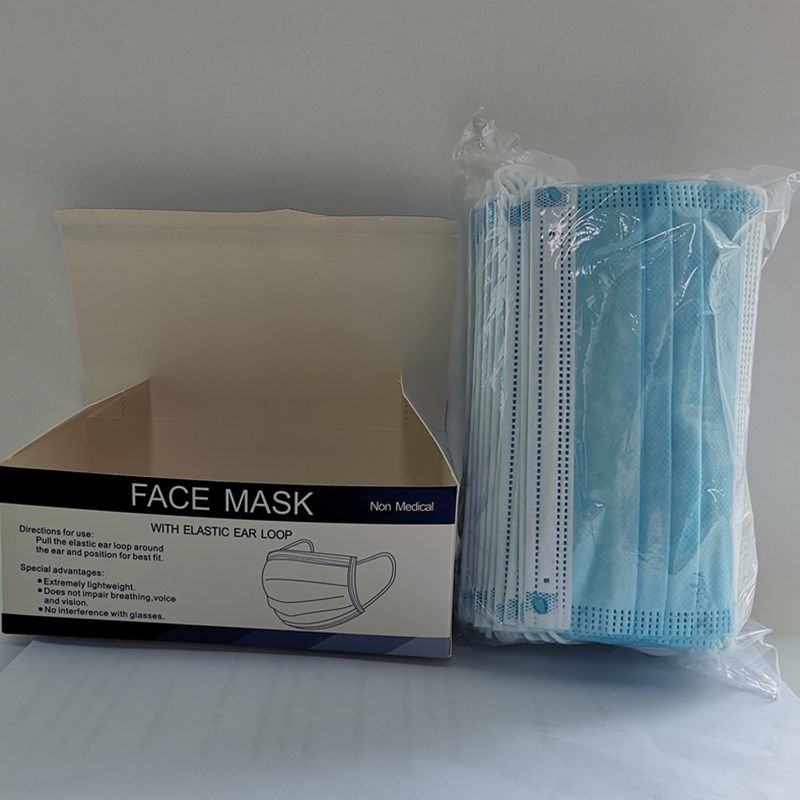 Non Woven Farbic 3ply Earloop / Tie on Face Mask in Blue Bfe More Than 95%