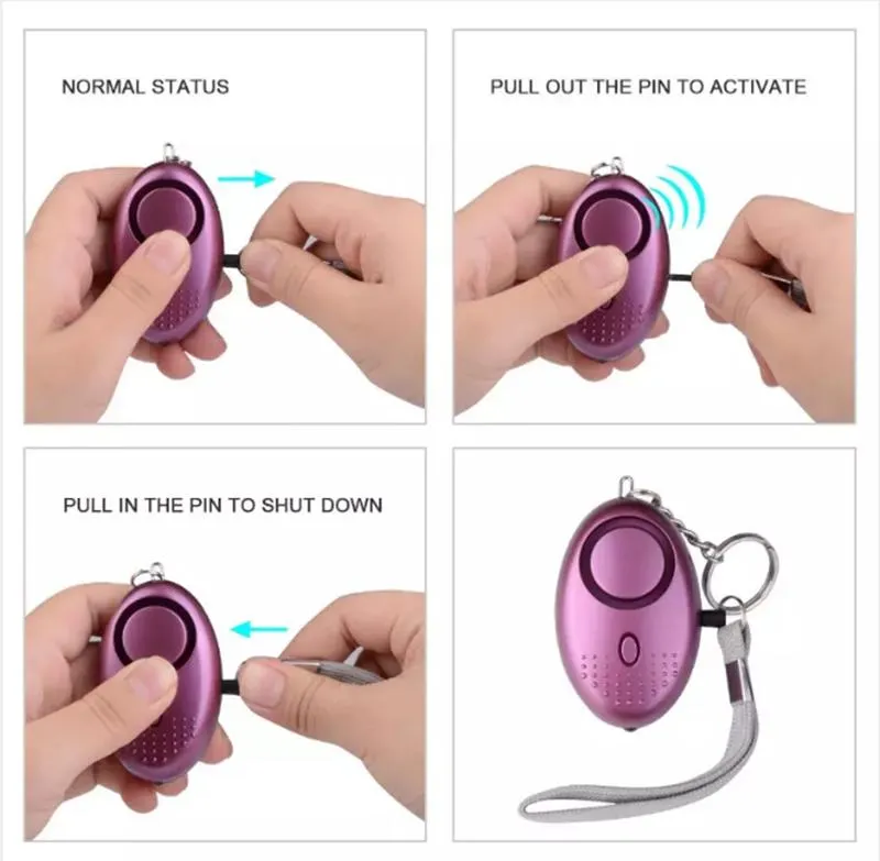Personal Alarms USB Rechargeable Security Alarm Keychain with LED Lights Emergency Self Defense Safety Siren