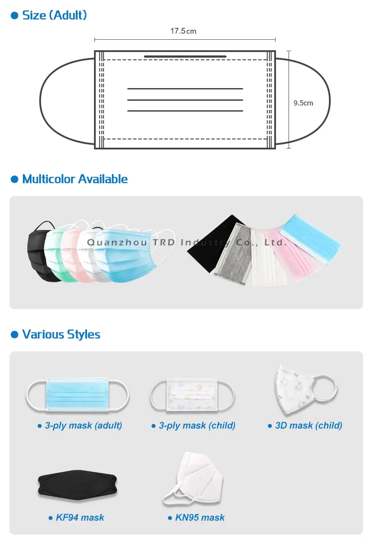 Pink Color Factory Price Disposable 3ply Face Mask Stock in Bulk