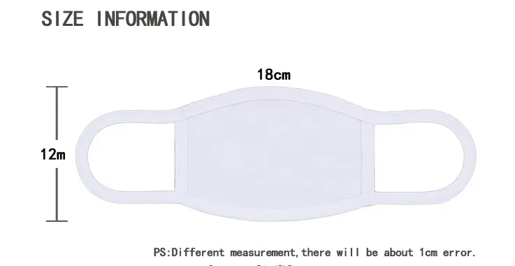 Printable Custom White Polyester Sublimation Blanks Printing Cute Face Mask