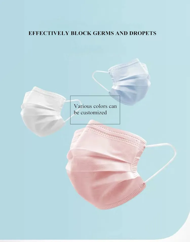 Protective Safety Inspection Oral Dental Non-Woven Three-Layer Dust Mask Disposable Masks for Children and Adults, with Earlobe Lace