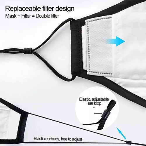 Reusable Cotton Face Mask with Filter, Adjustable Earloop Cotton Face Mask, Anti Pm2.5 Filter Cotton Face Mask, Anti Spray Stripes Cotton Face Mask