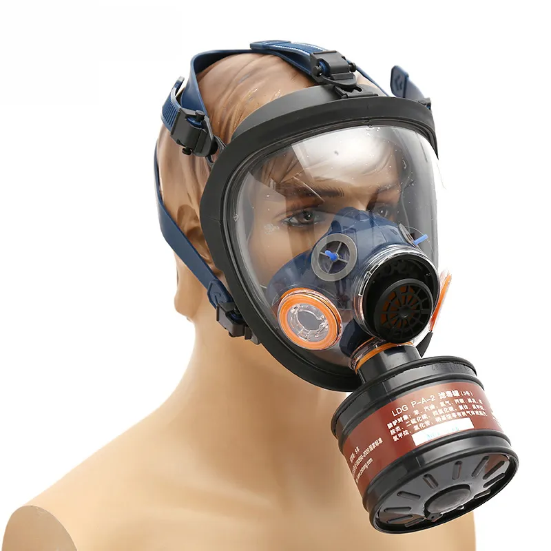 Reuse Large View Chemical Anti Poison Toxic Full Face Gas Mask Tract Respirator Filter Box Cartridge Canister Industrial Pesticide Painting Spraying