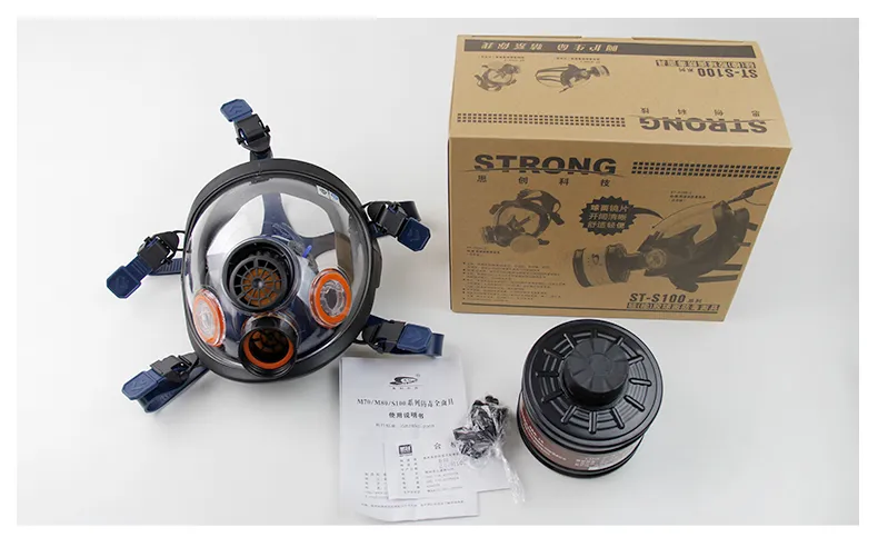 Reuse Large View Chemical Anti Poison Toxic Full Face Gas Mask Tract Respirator Filter Box Cartridge Canister Industrial Pesticide Painting Spraying