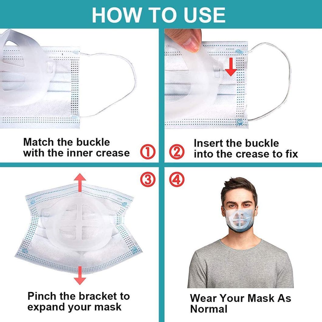 Silicone White 3D Face Mask Bracket Breathe Cup Silicone for More Breathing Space
