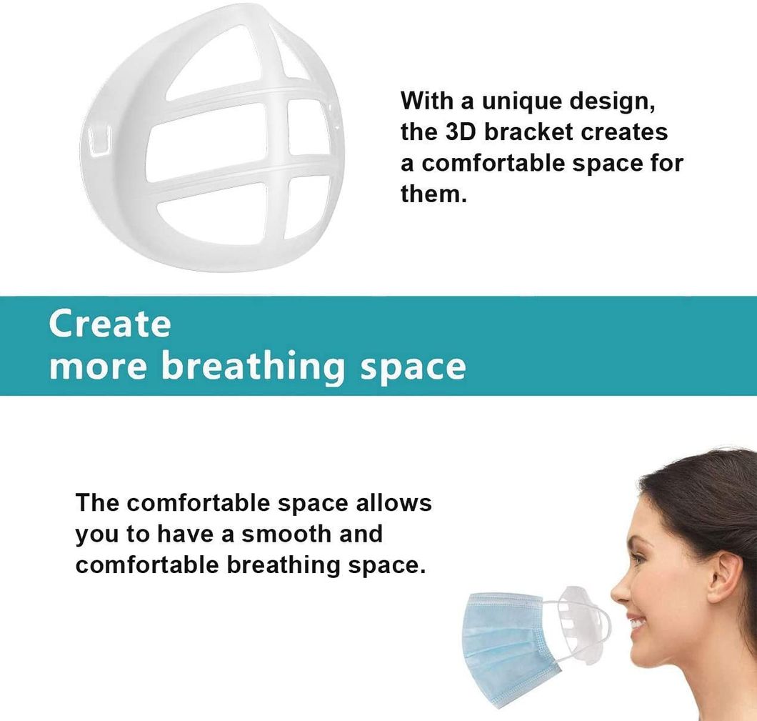 Silicone White 3D Face Mask Bracket Breathe Cup Silicone for More Breathing Space