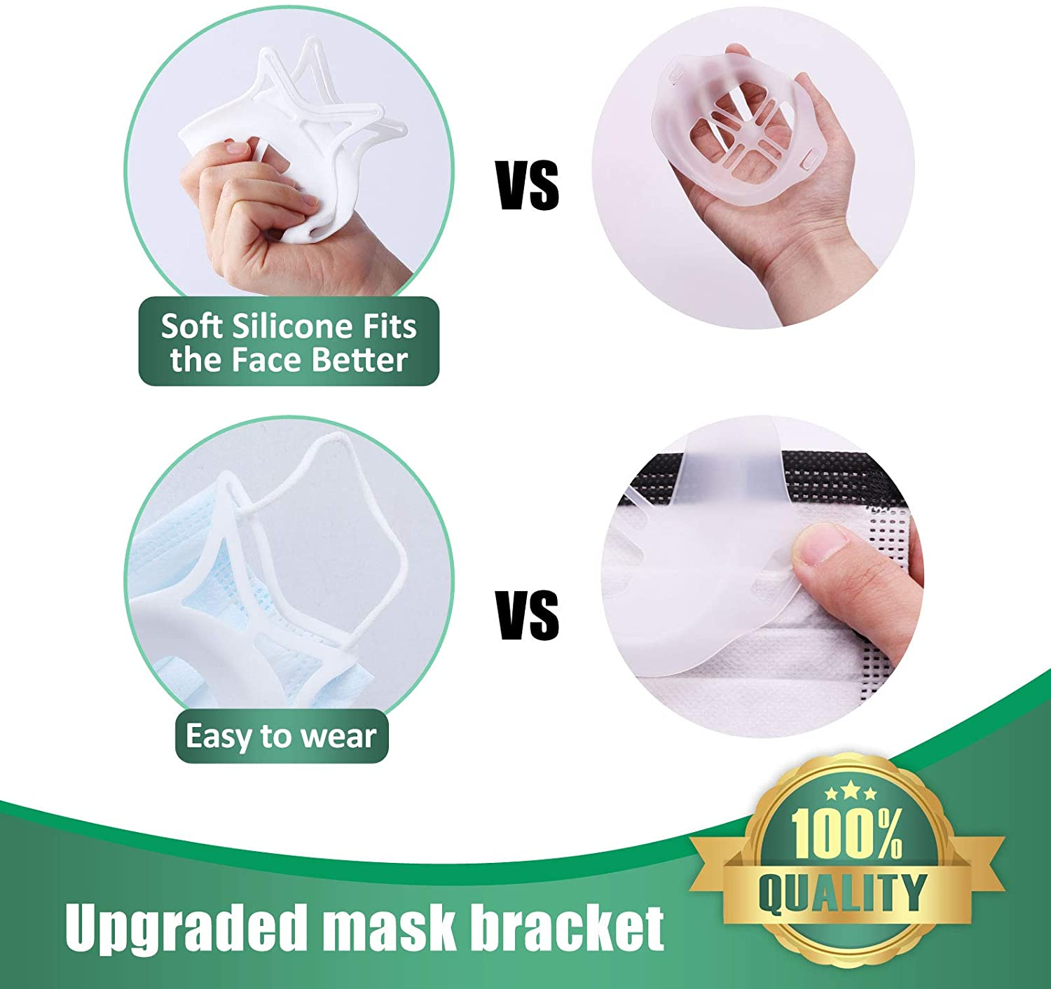 Silicone White 3D Face Mask Bracket Breathe Cup Silicone for More Breathing Space