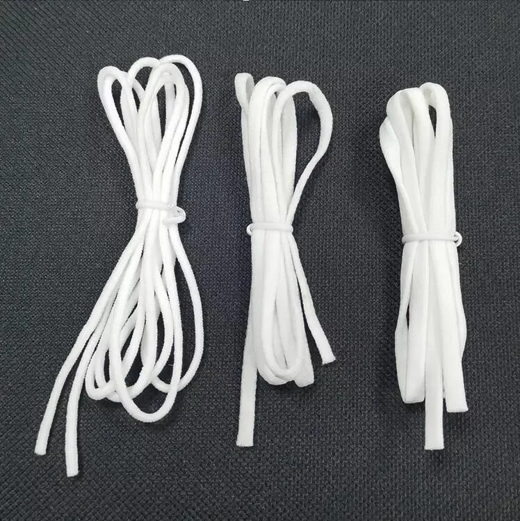 Soft White Round Elastic Earloop 3mm Band Round Ear Loop