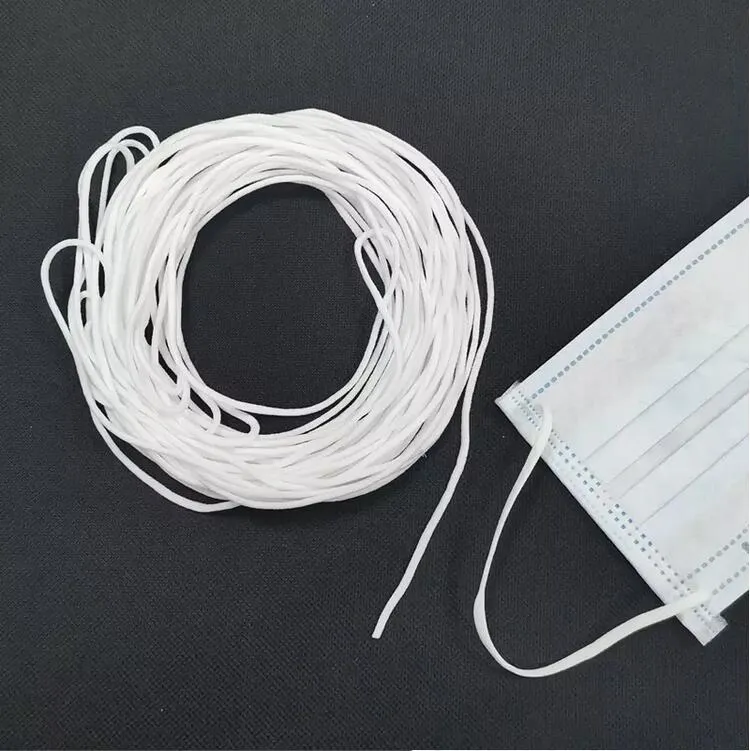 Soft White Round Elastic Earloop 3mm Band Round Ear Loop