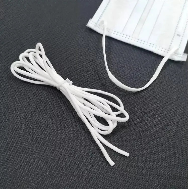Soft White Round Elastic Earloop 3mm Band Round Ear Loop