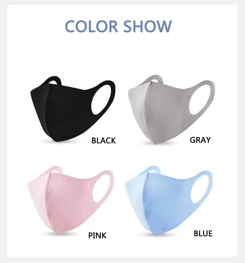 Spring Washable Reusable Fashion Cotton Facemasks Custom Cooling Ice Silk Party Face Masks with Logo Dust-Proof