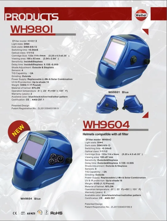 Super Viewing TIG/MIG Auto Darkening Automatic Welding Helmet / Grinding Mask (WH9801)