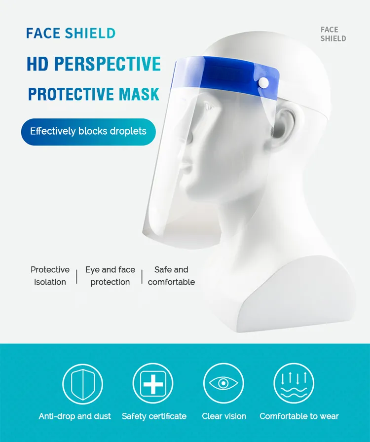 Supermarket POS Sales Protection Plastic Transparent Clear Full Visors Mask Face Shields