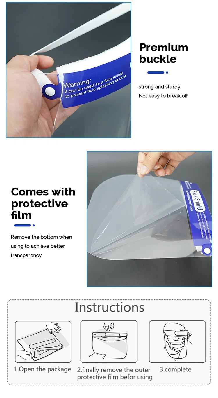 Supermarket POS Sales Protection Plastic Transparent Clear Full Visors Mask Face Shields