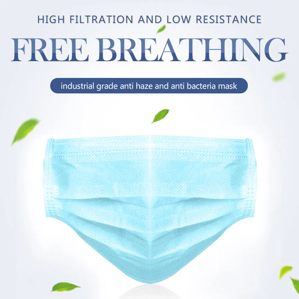 Three-Layer Protection Non Woven Disposable Dust Face Mouth Masks Anti-Dust Earhook Mask Flu
