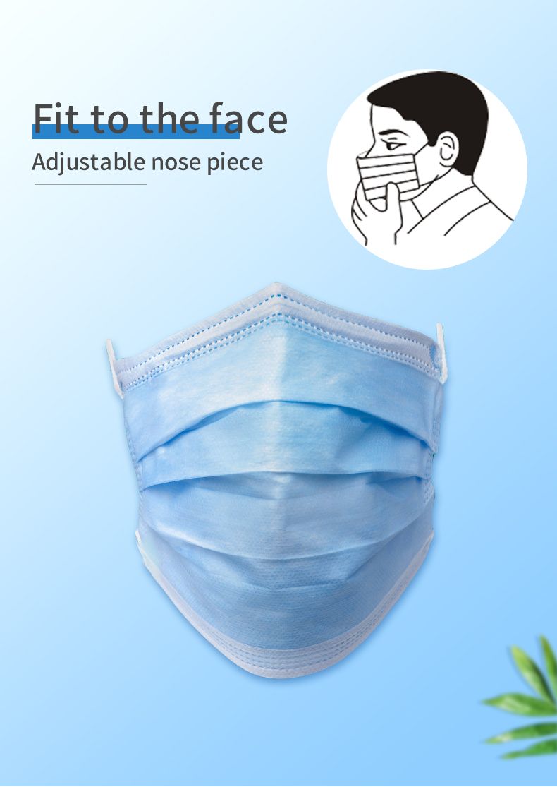Top Quality 3 Ply Disposable Non-Woven Earloop Face Mask