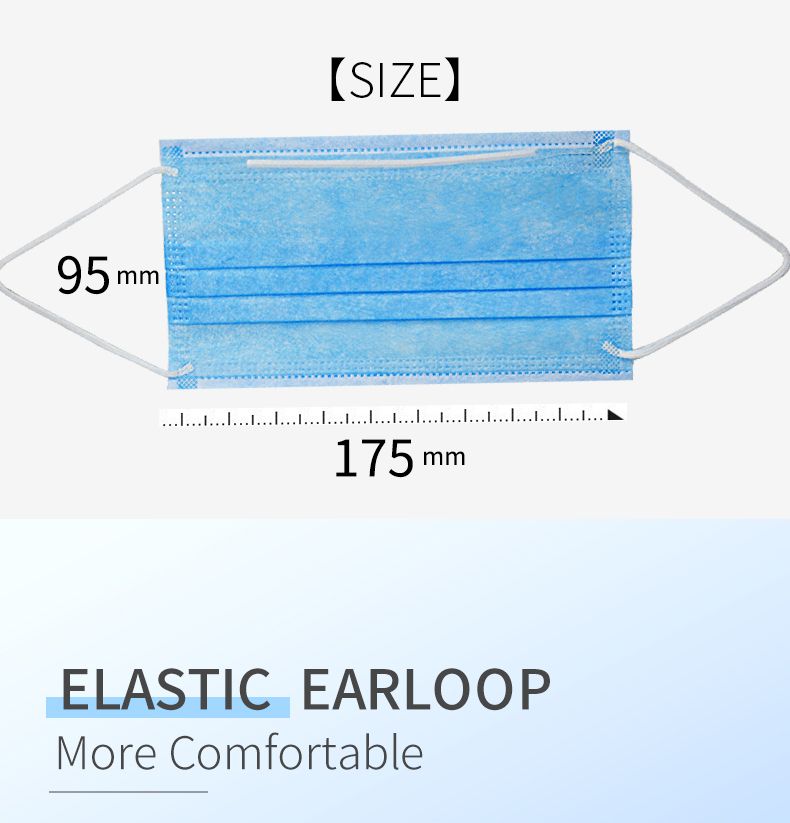 Top Quality 3 Ply Disposable Non-Woven Earloop Face Mask