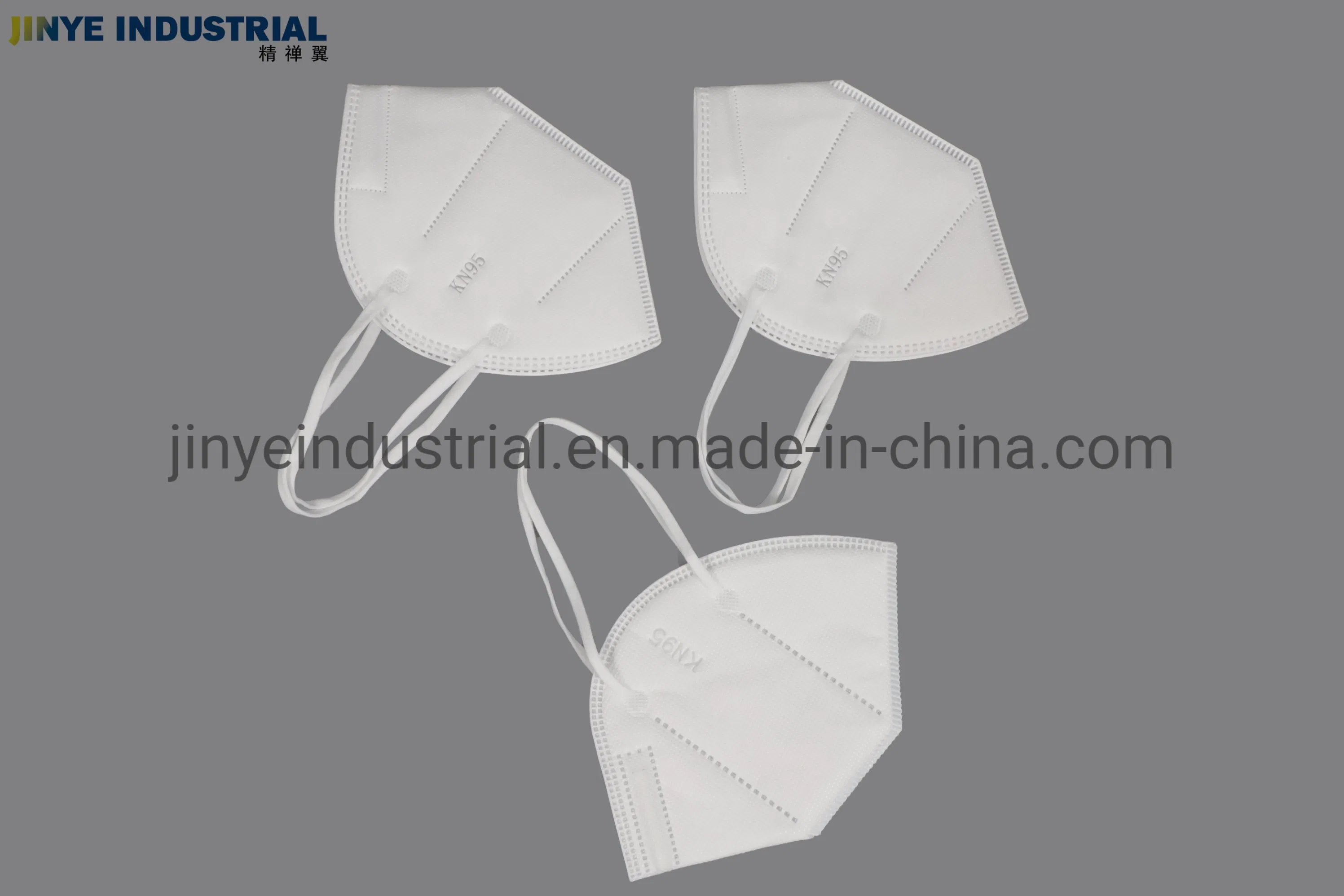 White 5-Layer Disposable KN95 Face Masks Wide Elastic Ear Loops Safety Face Mask