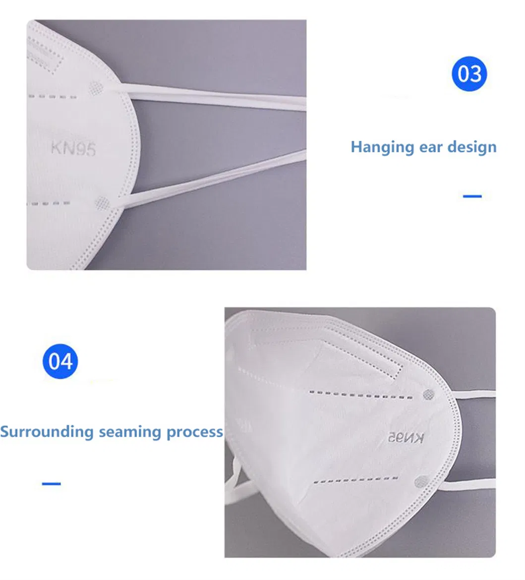 White 5-Layer Disposable KN95 Face Masks Wide Elastic Ear Loops Safety Face Mask