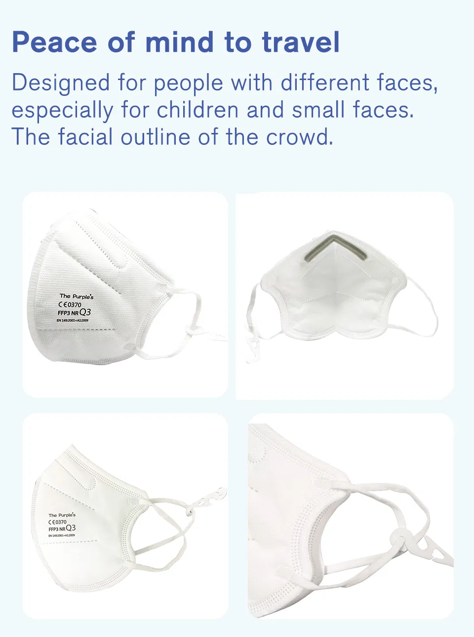 White List Factory FFP3 Unvalved Disposable Respirator Folding Flat Mask CE ISO9001 ISO13485