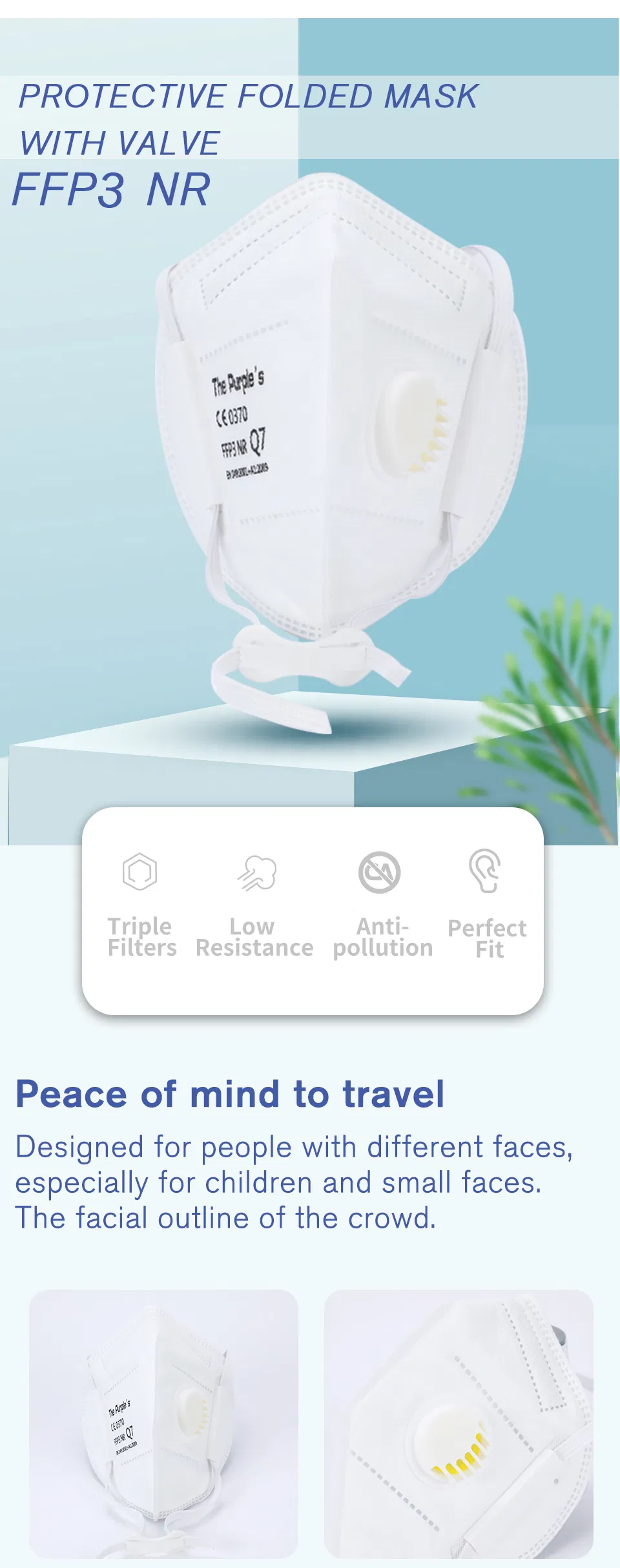 White List Factory FFP3 Valved Respirator Disposable Protective Face Mask CE KN95 ISO 9001 ISO 13485