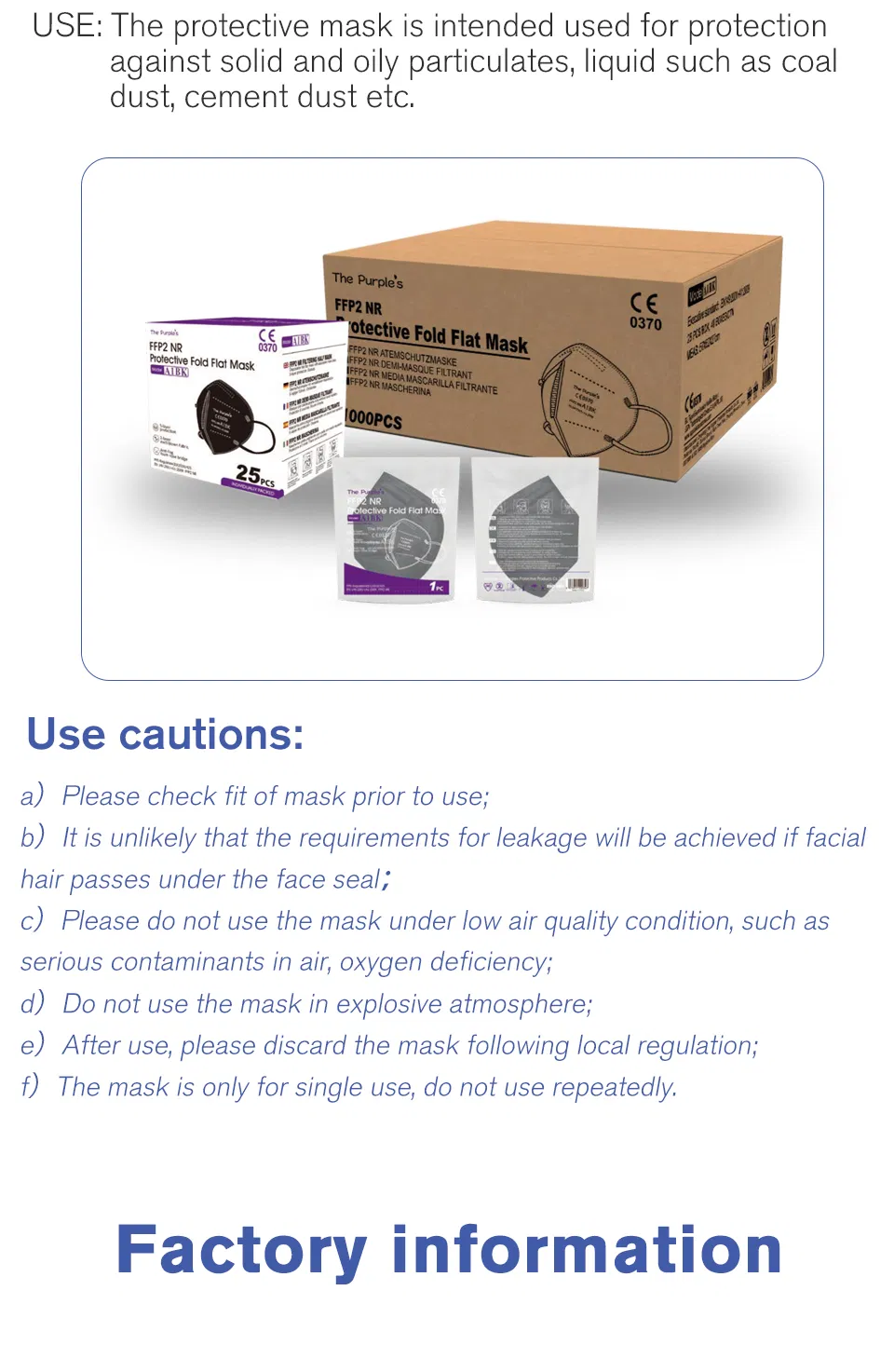 White List Manufacturer FFP2 Unvalved Respiratory Black Disposable Protective Mask