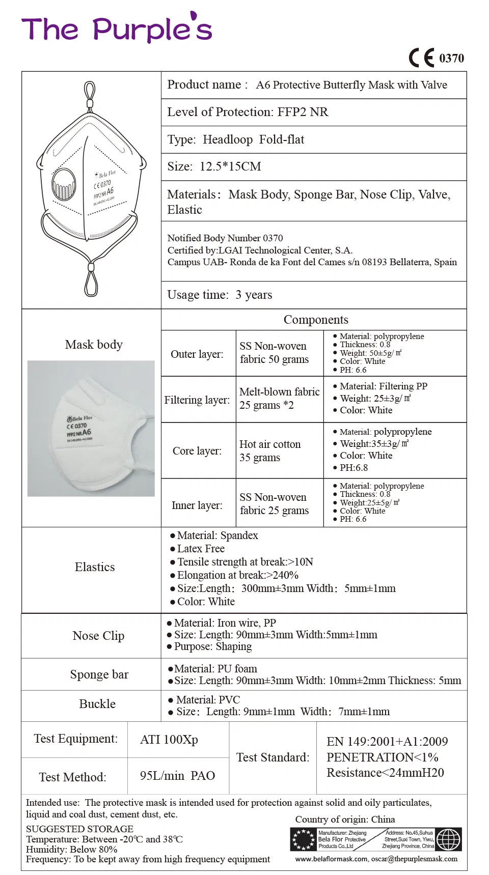 White List Manufacturer FFP2 Valved Respirator Disposable Protective Butterfly Mask Fold Flat Anti-Dust Industrial Face Mask