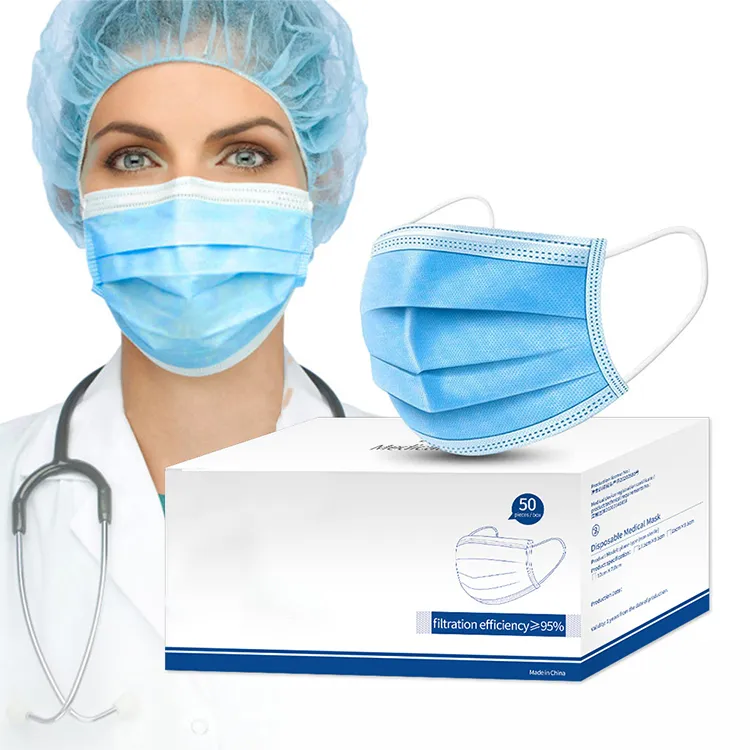 Wholesale Blue/White/Black Color Protective Mask Factory Supply 3 Ply Earloop Disposable Non Woven Civil and Face Mask in Stock