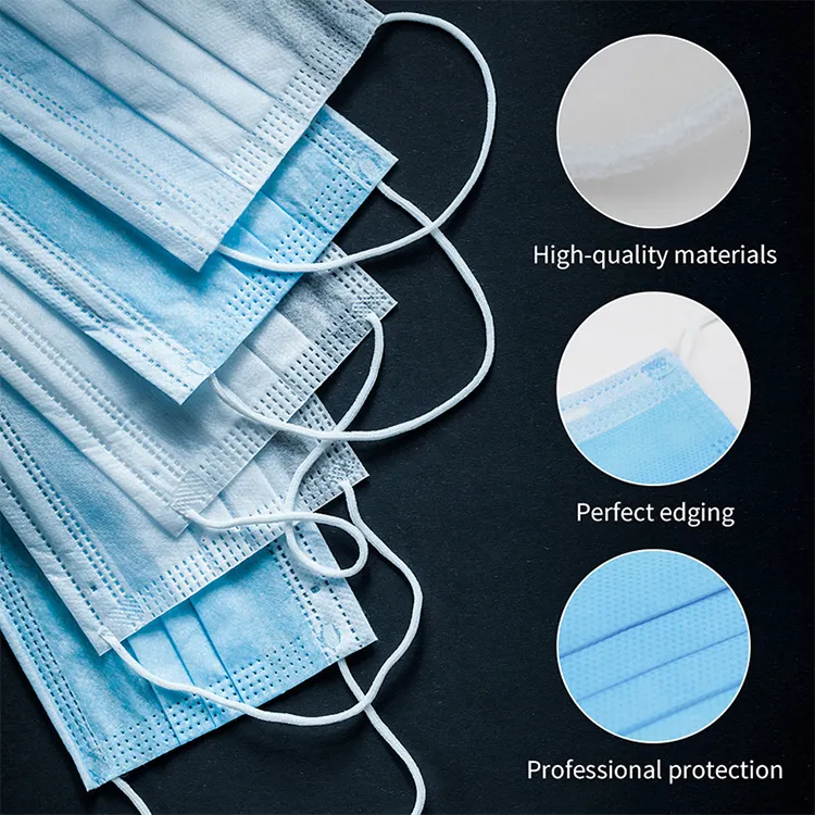 Wholesale Blue/White/Black Color Protective Mask Factory Supply 3 Ply Earloop Disposable Non Woven Civil and Face Mask in Stock