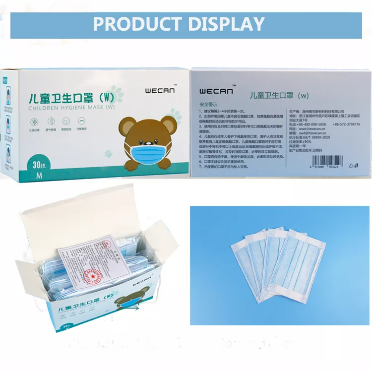 Wholesale Disposable Face Virus-Prevention 3ply Mask for Children Nonwoven Stock