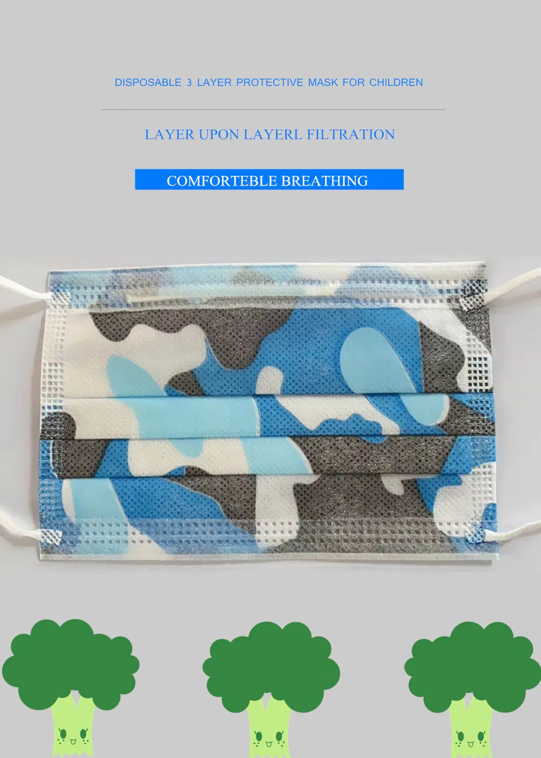 Wholesale White Earlobe 3-Layer Kids Mask Children Mask Dust Mask Disposable Mask Particle Mask